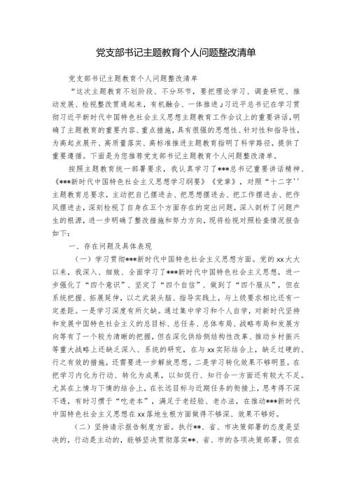 党支部书记主题教育个人问题整改清单.docx