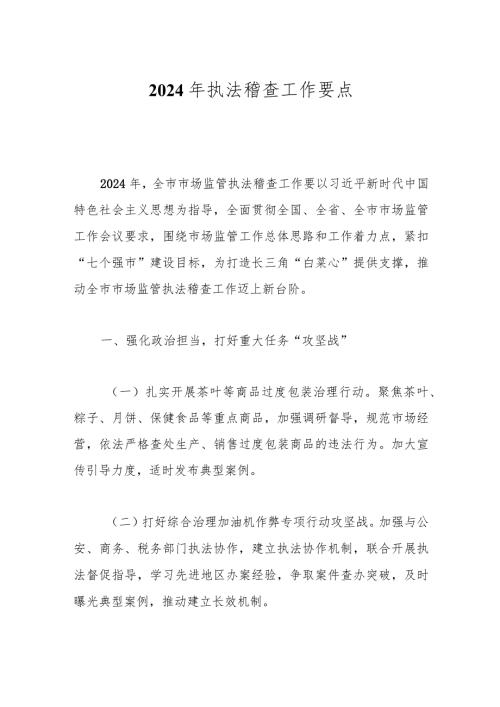 2024年执法稽查工作要点.docx