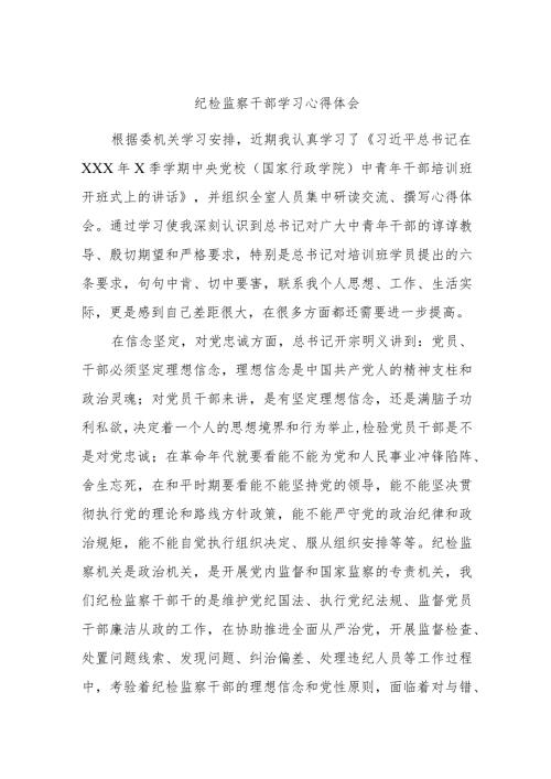 纪检监察干部学习心得体会.docx