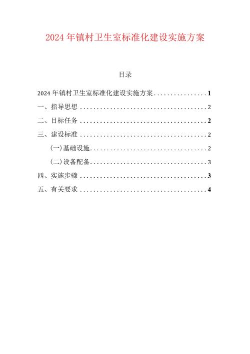 2024年镇村卫生室标准化建设实施方案.docx