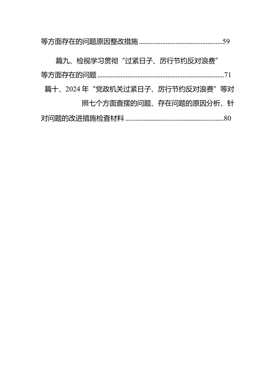 2024年“党政机关过紧日子、厉行节约反对浪费”等方面存在的问题不足及差距和整改措施10篇（完整版）.docx_第2页