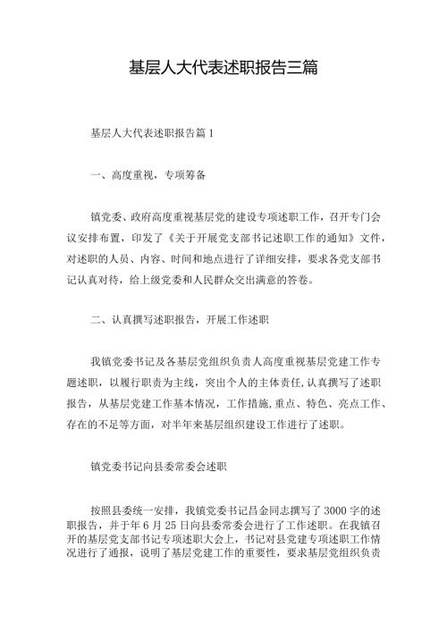 基层人大代表述职报告三篇.docx