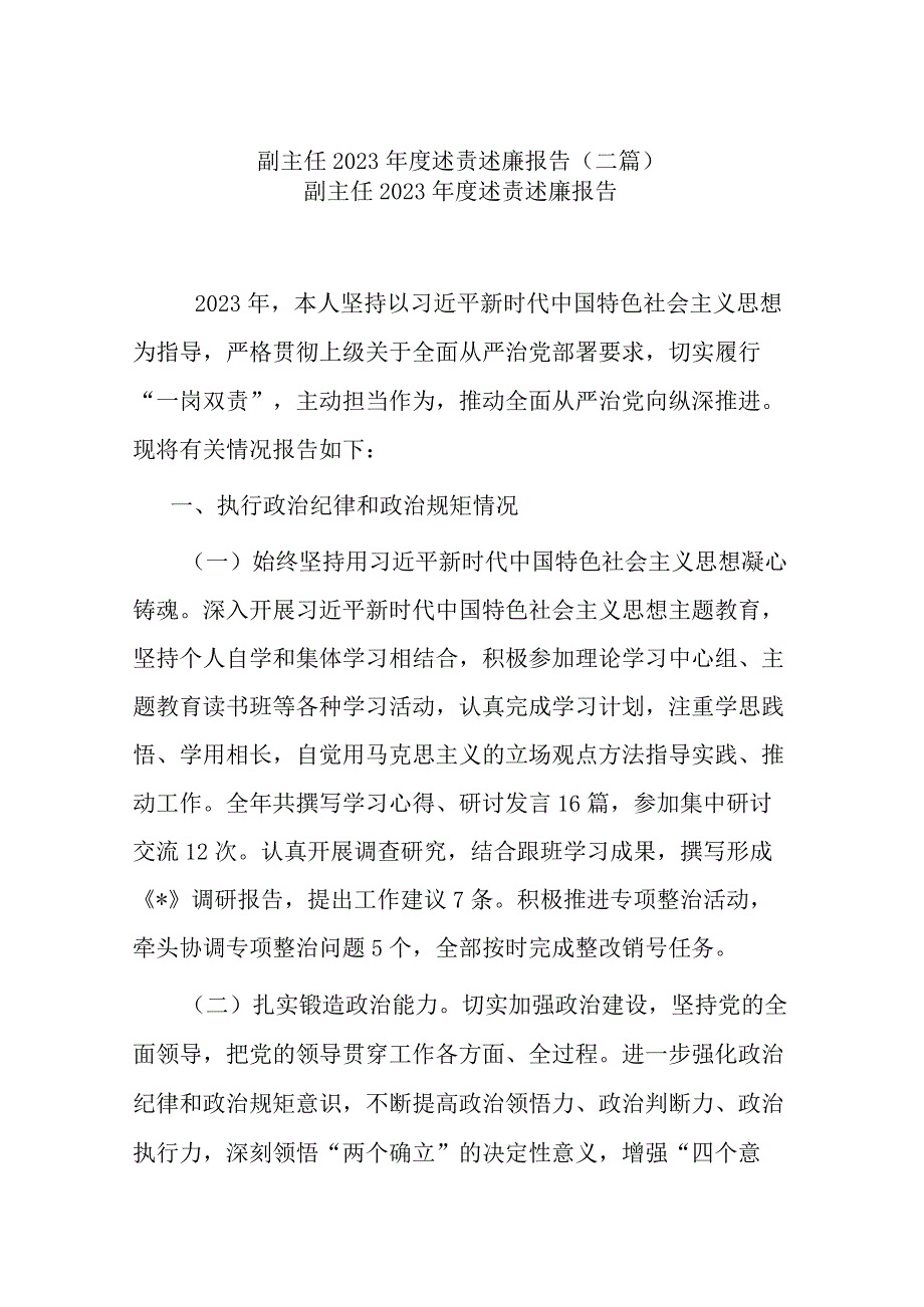 副主任2023述责述廉报告(二篇).docx_第1页