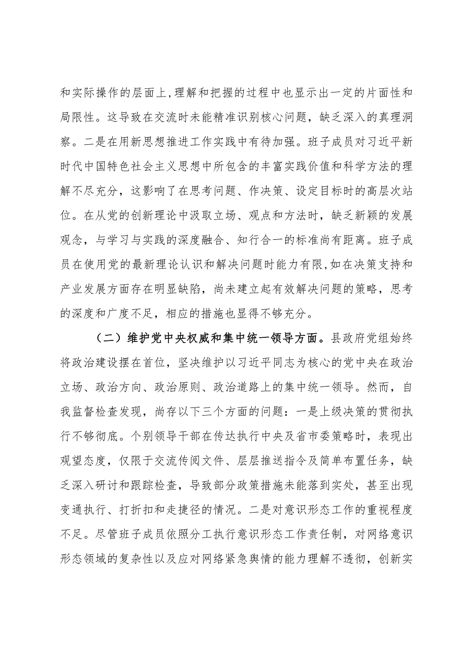 县政府党组2023主题教育专题民主生活会班子对照检查材料.docx_第2页