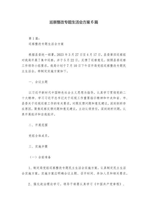 巡察整改专题生活会方案6篇.docx