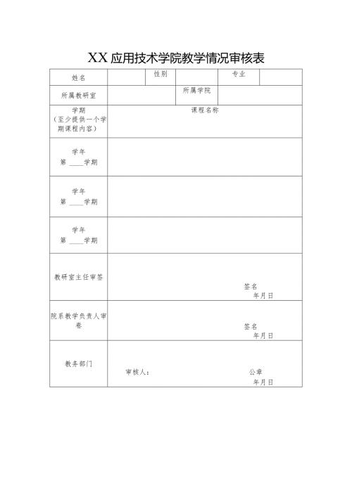 XX应用技术学院教学情况审核表（2024年）.docx