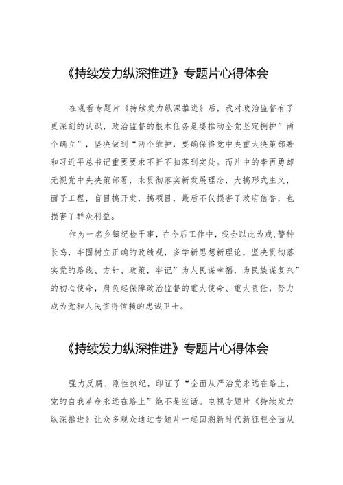十四篇《持续发力纵深推进》观后感.docx