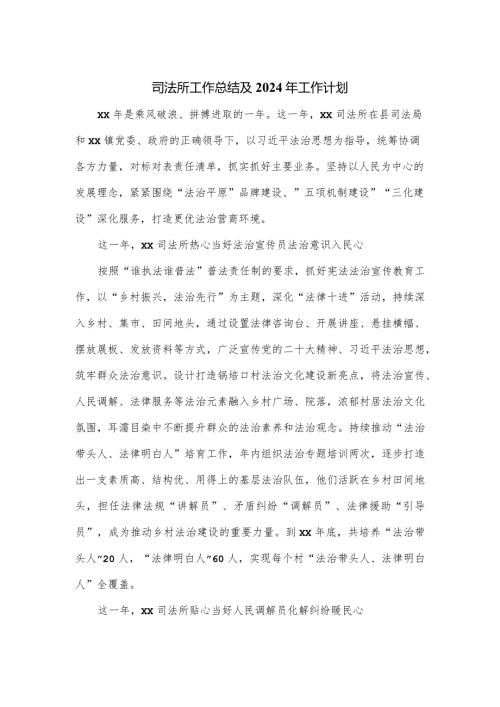 司法所工作总结及2024年工作计划.docx