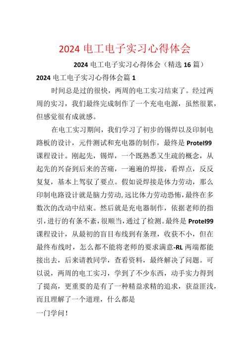 2024电工电子实习心得体会.docx