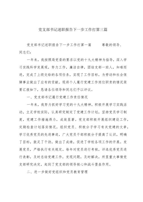党支部书记述职报告下一步工作打算三篇.docx