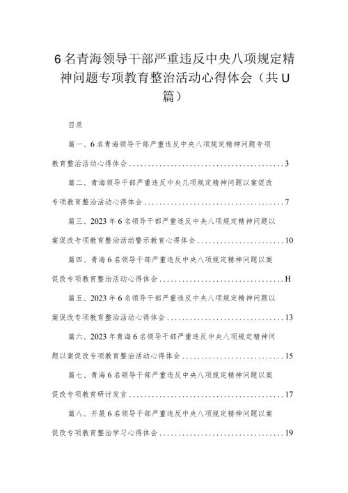6名青海领导干部严重违反中央八项规定精神问题专项教育整治活动心得体会11篇(最新精选).docx