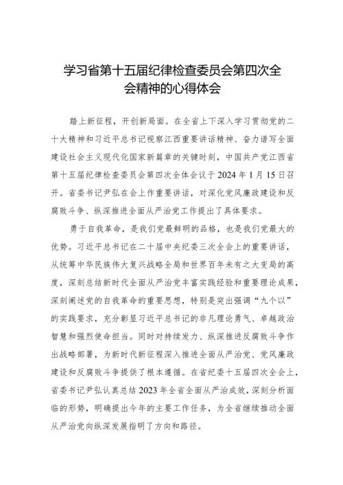 学习省第十五纪律检查委员会第四次全会精神心得体会发言材料二十二篇.docx