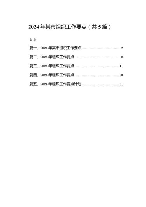 2024年某市组织工作要点（共5篇）.docx