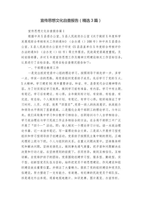 宣传思想文化自查报告（精选3篇）.docx