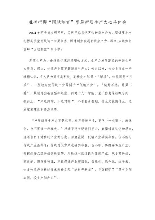 准确把握“因地制宜”发展新质生产力心得体会.docx