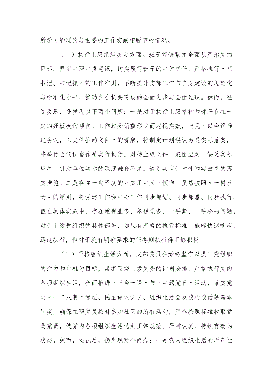 支部班子20232024班子对照检视发言提纲（六个方面）.docx_第2页