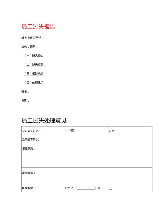 员工过失报告模板.docx