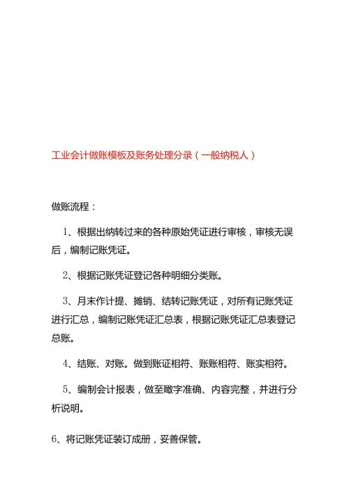 工业会计做账模板及账务处理分录（一般纳税人）.docx
