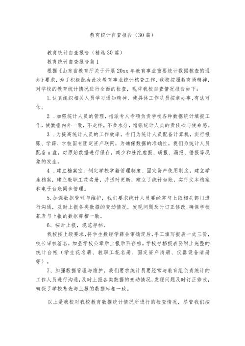 教育统计自查报告（30篇）.docx