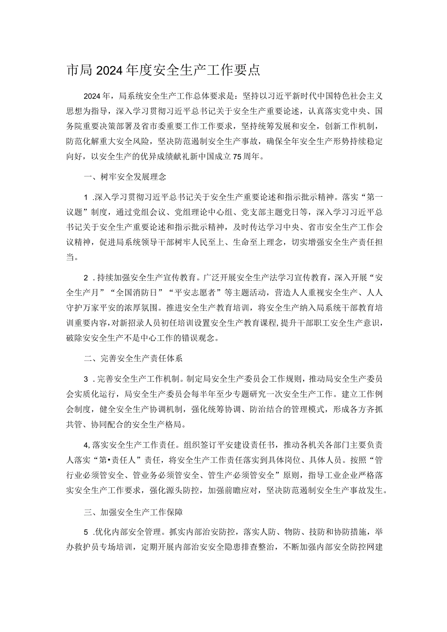 市局2024安全生产工作要点.docx_第1页