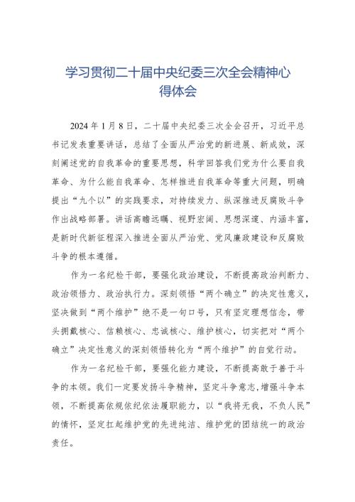 二十中央纪委三次全会精神学习体会(25篇).docx