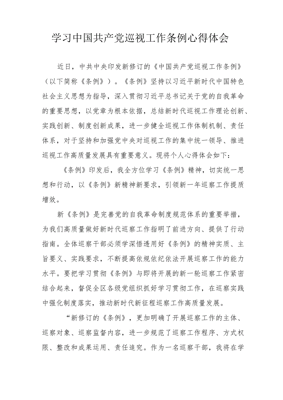 看守所所长学习《中国共产党巡视工作条例》心得体会 汇编6份.docx_第3页