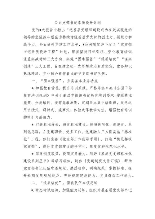 公司支部书记素质提升计划.docx