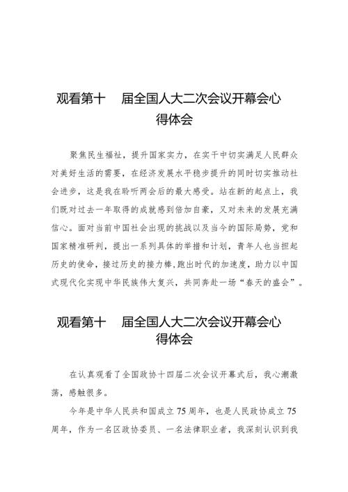 2024年两会观看第十四全国人大二次会议开幕会心得体会精选发言五十篇.docx