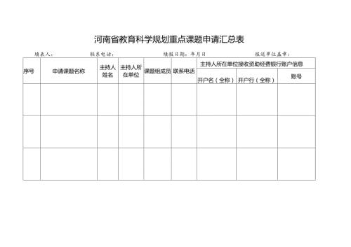 河南省教育科学规划重点课题申请汇总表（2024年）.docx