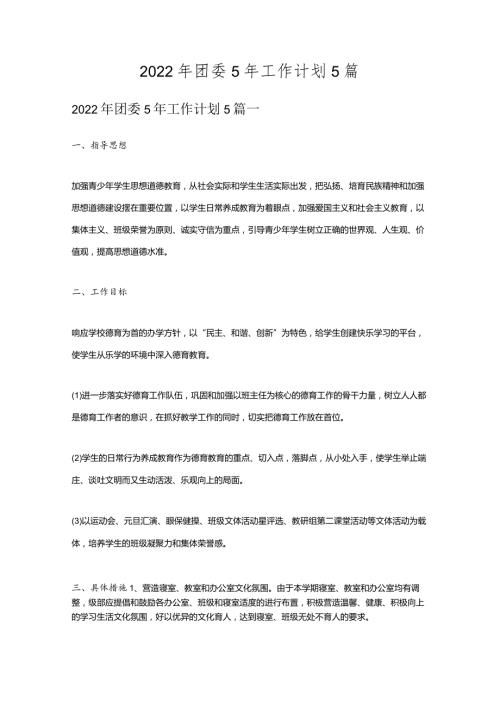 2022年团委5年工作计划5篇.docx