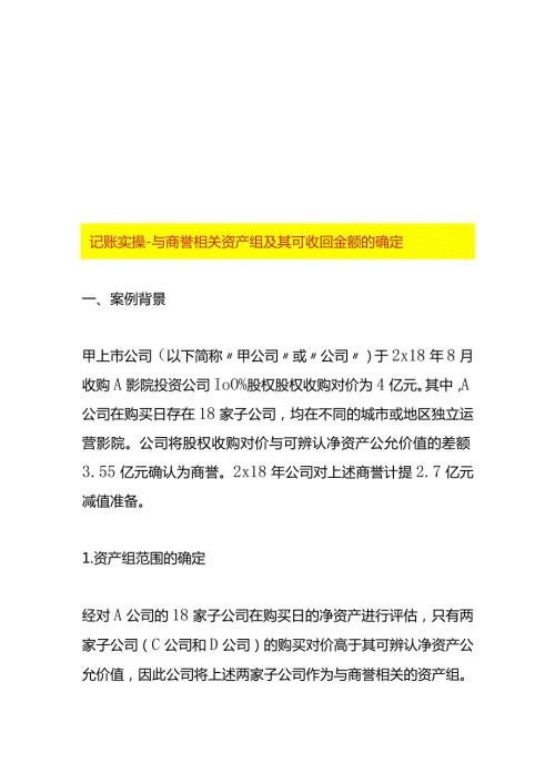 记账实操与商誉相关资产组及其可收回金额的确定.docx