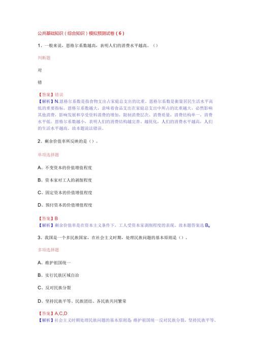 公共基础知识（综合知识）模拟预测试卷（6）.docx