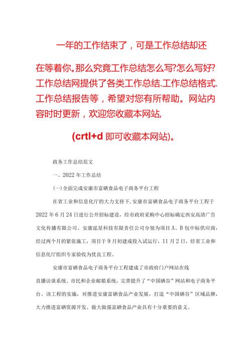 政务工作总结范文.docx
