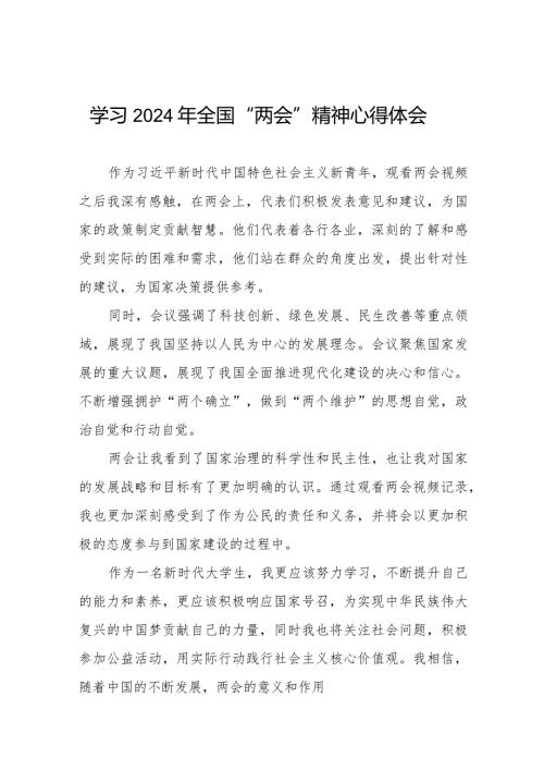 学习贯彻2024年全国两会精神心得体会二十篇.docx