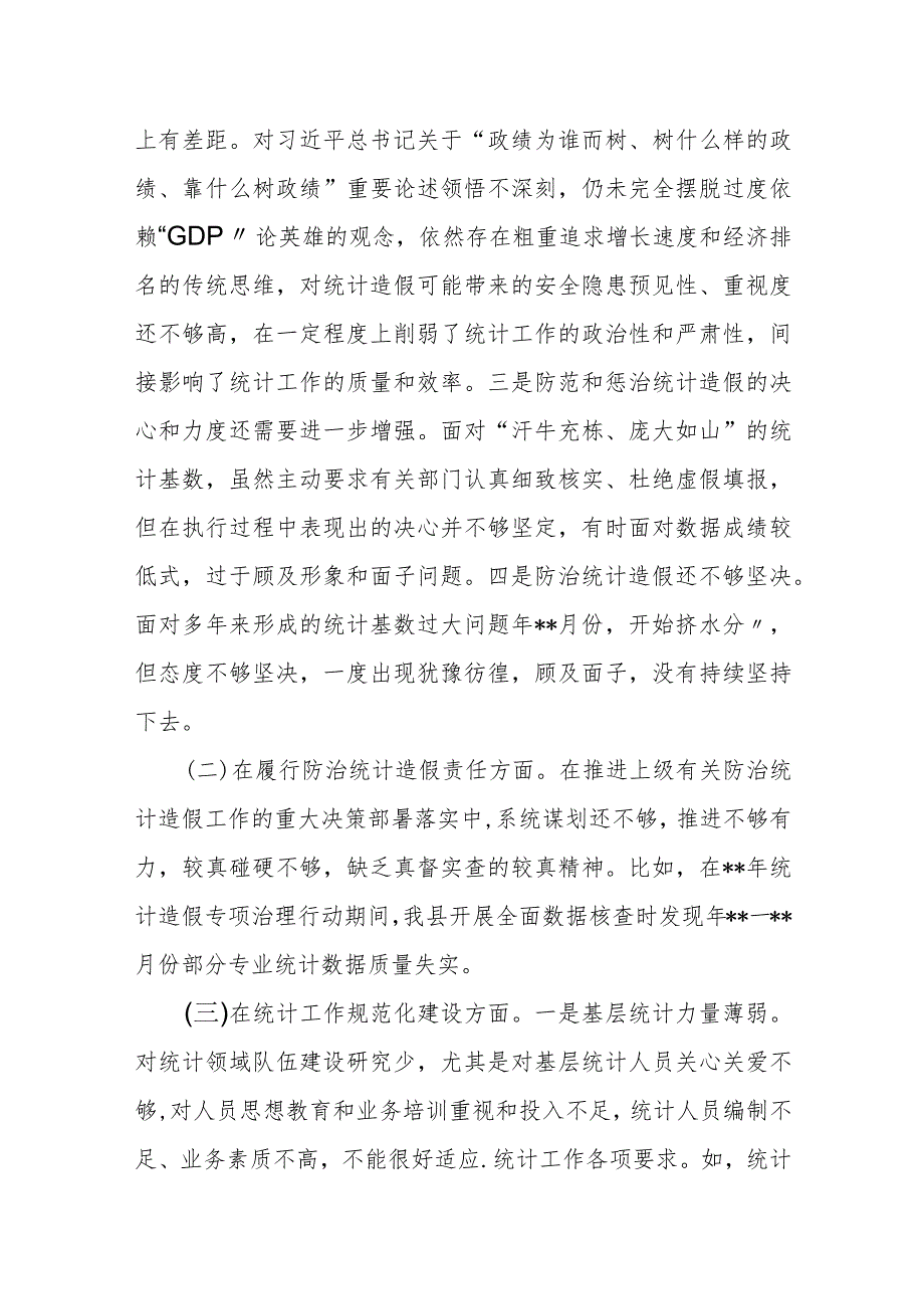 某县委常委班子防治统计造假民主生活会对照检查发言材料(1).docx_第2页