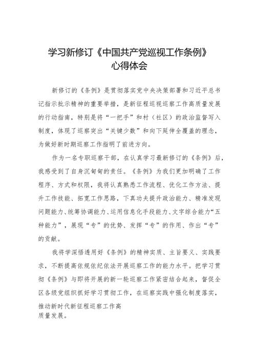 学习2024新版中国共产党巡视工作条例心得感悟11篇.docx