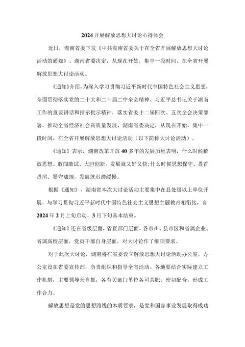 2024开展解放思想大讨论心得体会三.docx