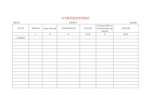 未分配利润清查工作底稿明细表.docx