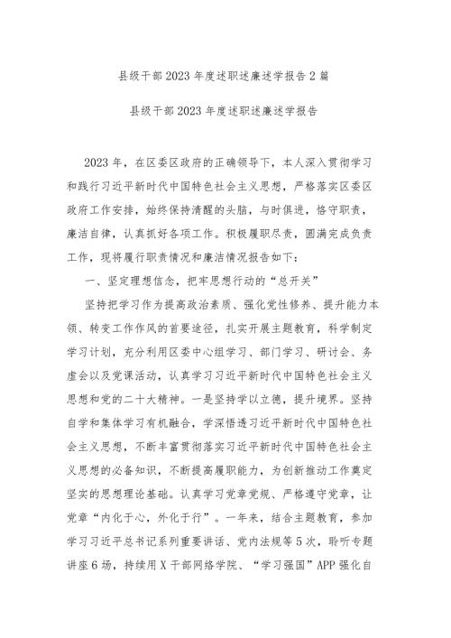 县级干部2023述职述廉述学报告2篇.docx