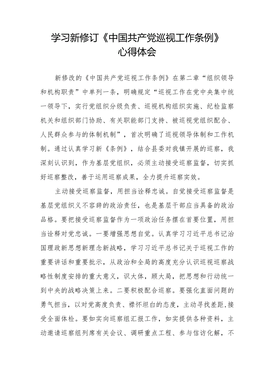 2024年新版《中国共产党巡视工作条例》学习心得体会11篇.docx_第3页