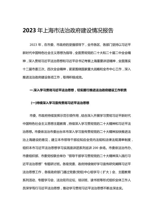 2023年上海市法治政府建设情况报告.docx
