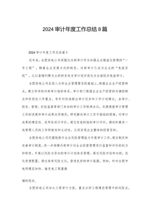 2024审计工作总结8篇.docx