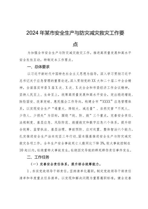 2024年某市安全生产与防灾减灾救灾工作要点.docx