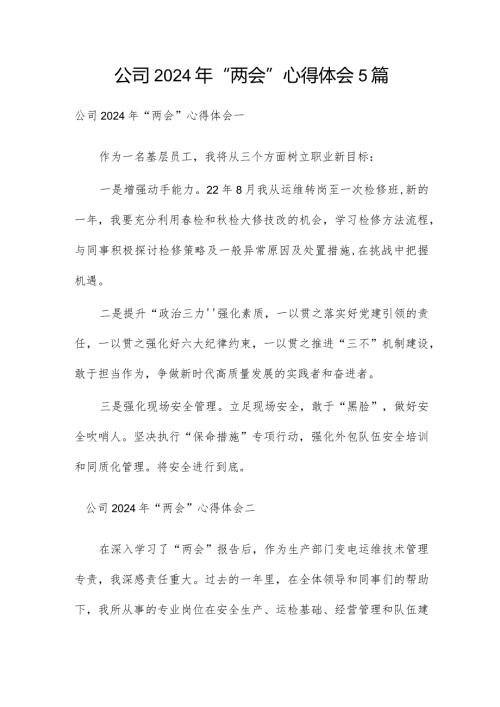 公司2024年“两会”心得体会5篇.docx