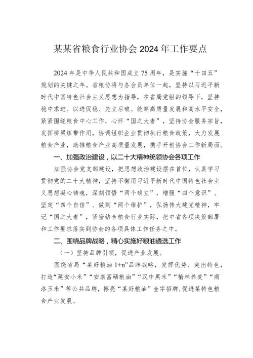 某某省粮食行业协会2024年工作要点.docx