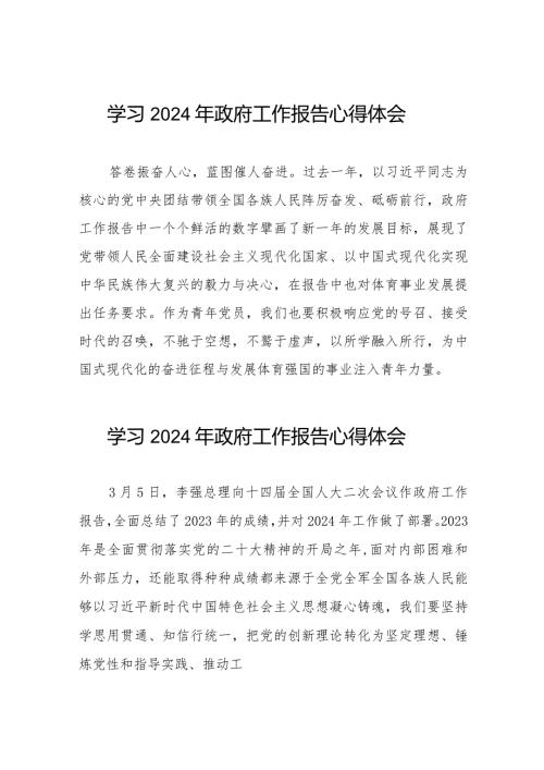 学习2024年政府工作报告心得体会发言材料合辑40篇.docx