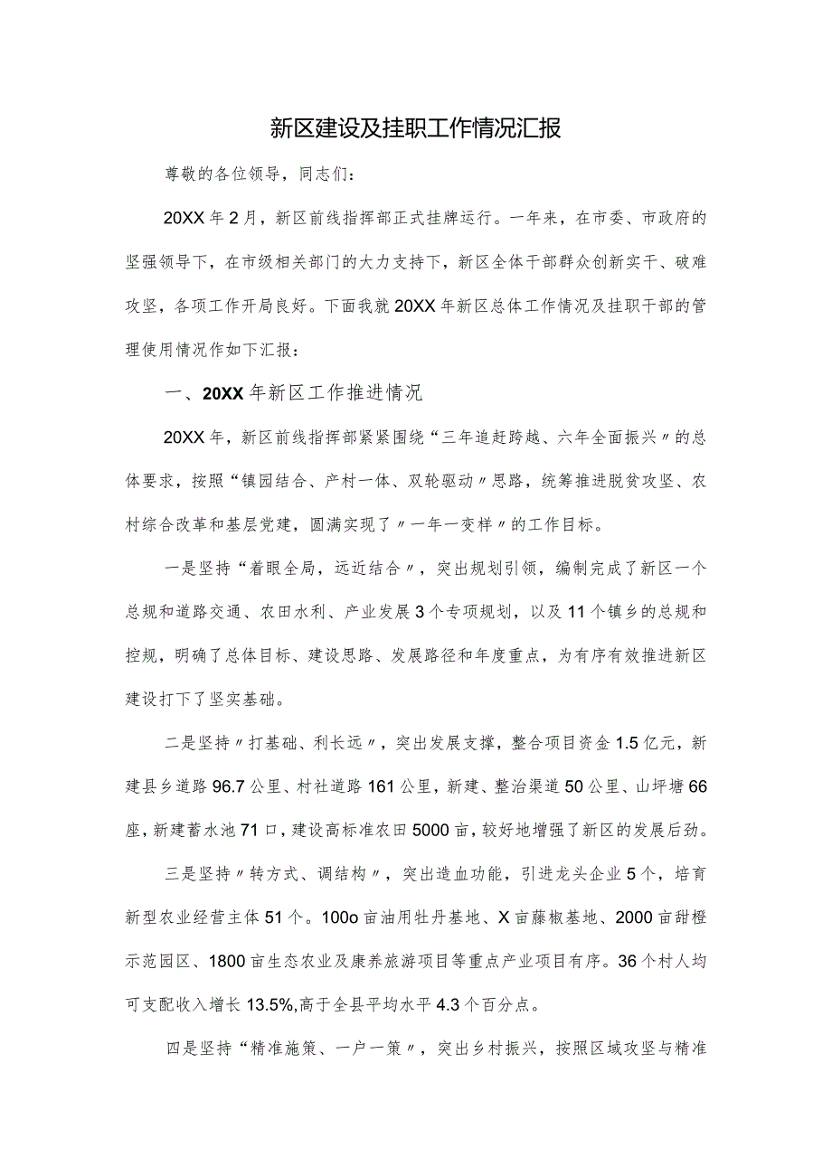 新区建设及挂职工作情况汇报.docx_第1页