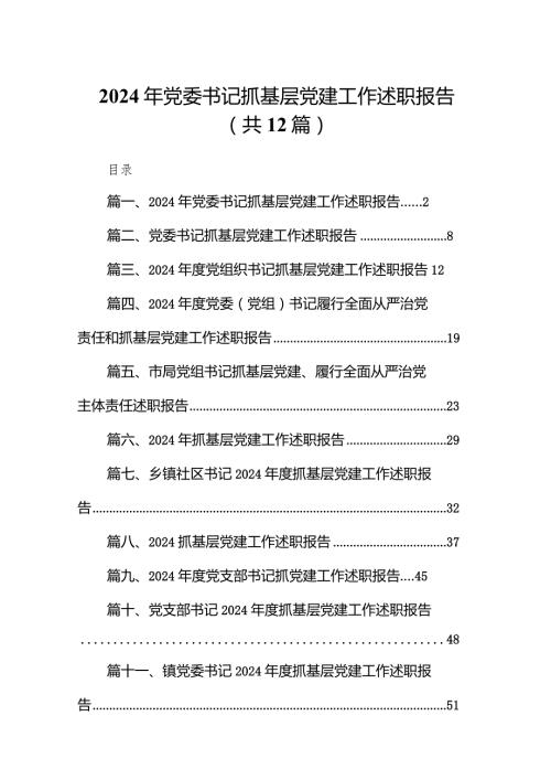 2024年党委书记抓基层党建工作述职报告（共12篇）.docx