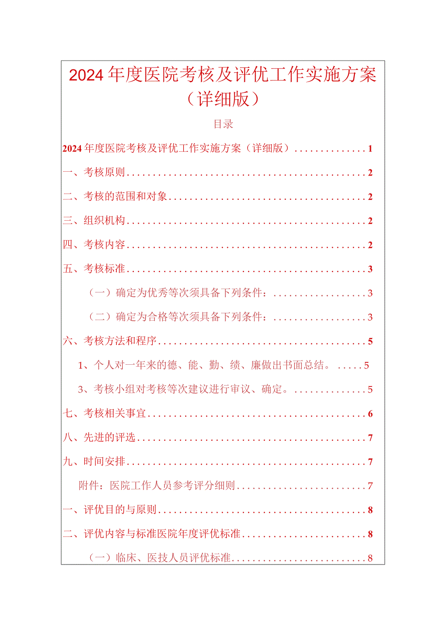 2024医院考核及评优工作实施方案.docx_第1页