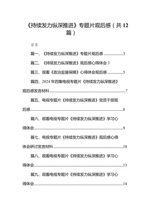 《持续发力纵深推进》专题片观后感12篇（精选版）.docx